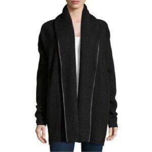 VINCE Wool Open Shawl Collar Long Cardigan Charcoal Black S